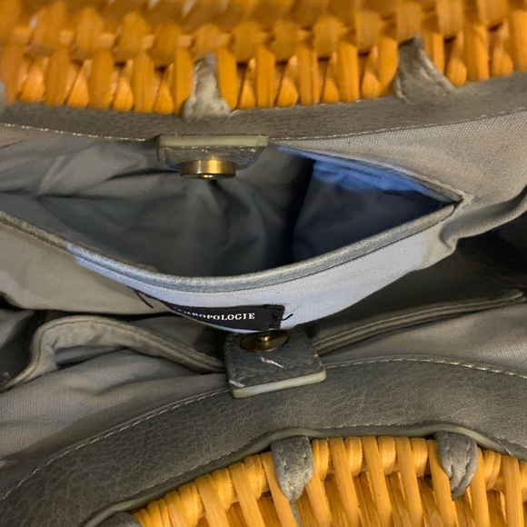 Anthropologie Marianne Stylish Blue Handbag with Bamboo Handles - Picture 8 of 13